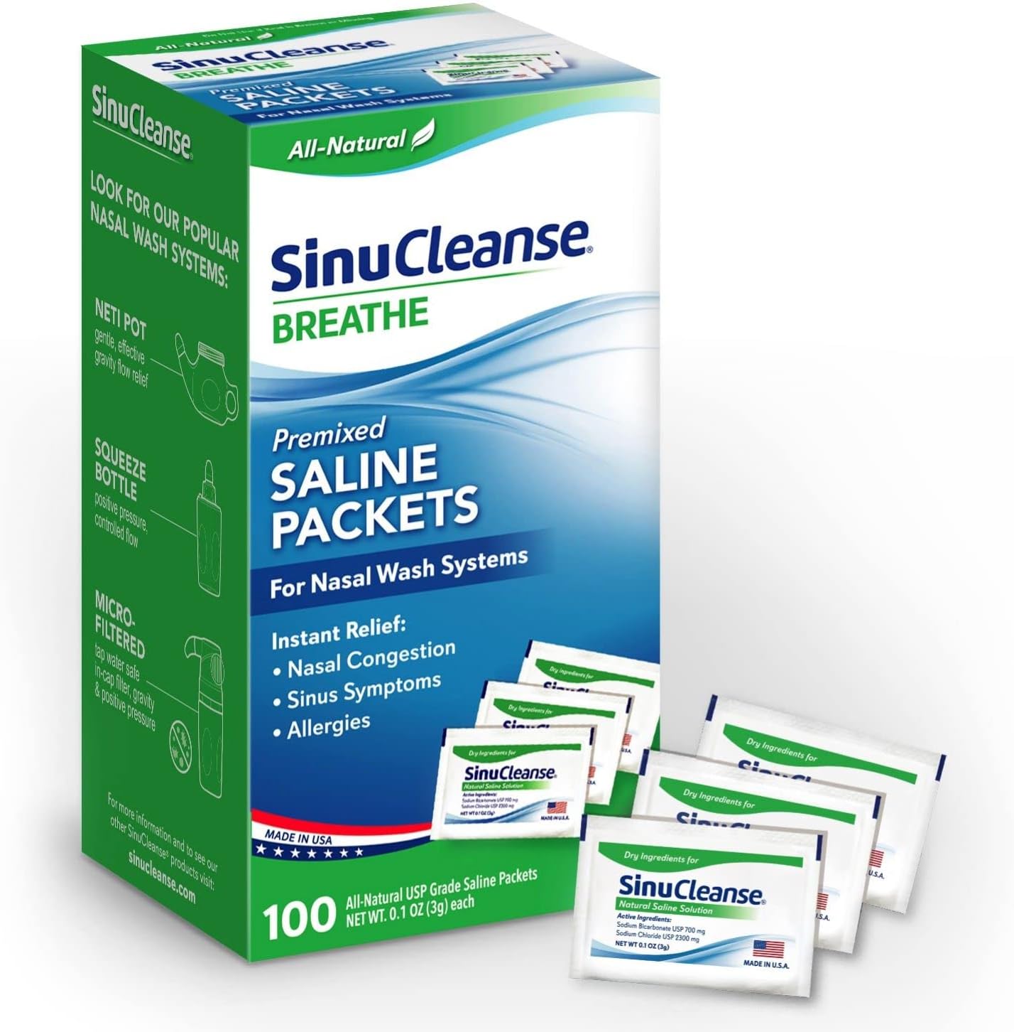 Pre-Mixed Saline Packets for Nasal Wash Systems