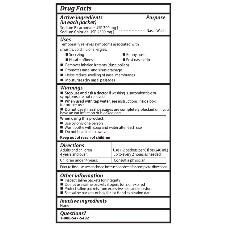 Premixed Saline Packets for Nasal Wash Systems